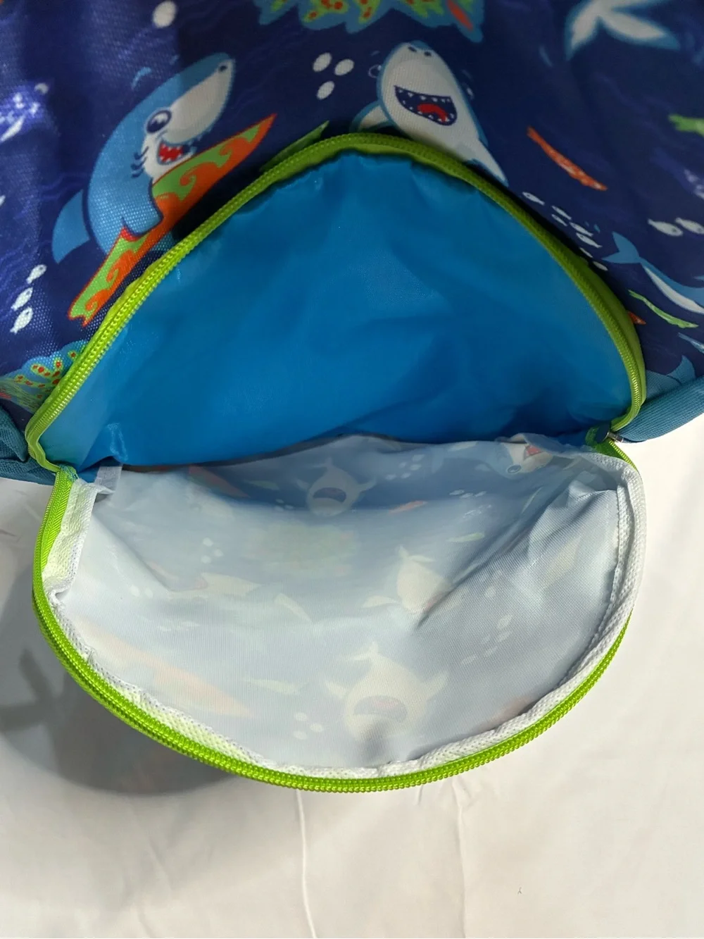 Kids Shark Backpack Blue Green Surfing Sharks School Bag